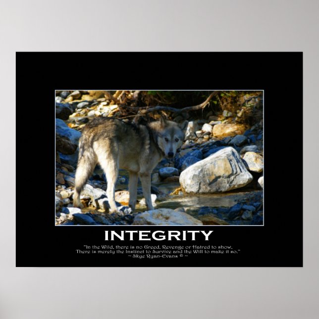 INTEGRITY Motivierend Grau Wolf Art Print Poster (Vorne)