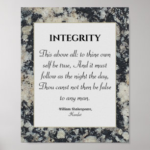 Integrity Shakespeare Quote Werte Honorar Granit Poster