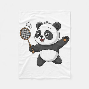 Intelligent Panda Playing Badminton Funny Humour Fleecedecke