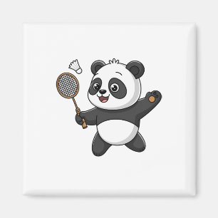 Intelligent Panda Playing Badminton Funny Humour Magnet