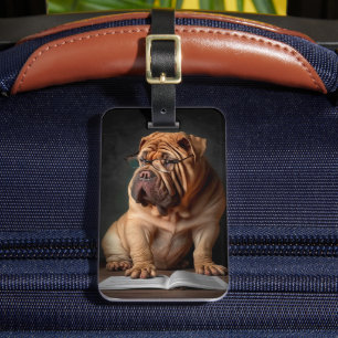 Intelligent Shar Pei Dog mit Buchdesign Gepäckanhänger