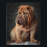 Intelligent Shar Pei Dog mit Buchdesign Puzzle<br><div class="desc">Fügen Sie Ihren Produkten eine Touch Spaß und Charme hinzu, mit diesem cleveren Design eines Shar Pei Hundes, der Brillen trägt und ein Buch liest. Der bezaubernde Hund mit seinem scharfen Aussehen und seiner falten Erscheinung schafft einen unterhaltsamen Kontrast und ist somit die ideale Wahl für Tierfreunde, Buchliebhaber und Liebhaber...</div>