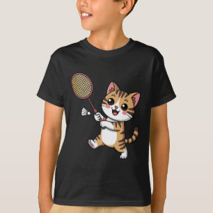 Intelligente Cat Playing Dminton Funny Humour T-Shirt