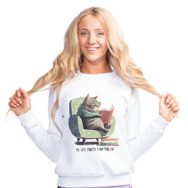 Intelligente Katze las ein Buch mit Brillensessel Sweatshirt