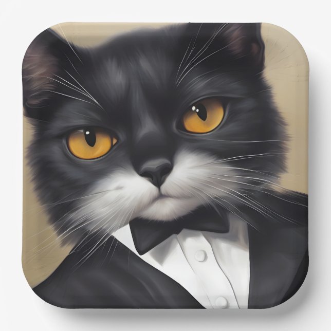 Intelligente Katze Pappteller (Vorderseite)