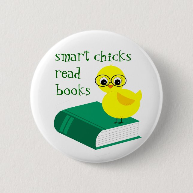 Intelligente Küken lasen Bücher Button (Vorderseite)