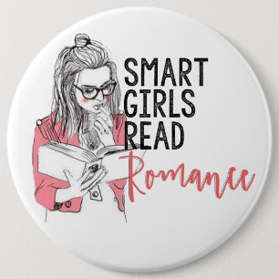 Intelligente Mädchen lasen Romance kolossalen Button