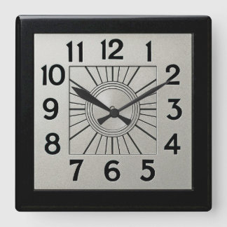 Intelligente Schwarz-Silber Art Deco Quadratuhr Quadratische Wanduhr