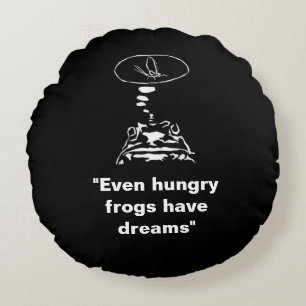 Intelligente Tiere im Internet "Hungry Frog Dreams Rundes Kissen