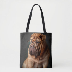 Intelligenter Shar Pei Hund mit Buch Design
