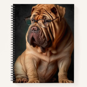 Intelligenter Shar Pei Hund mit Buch Design