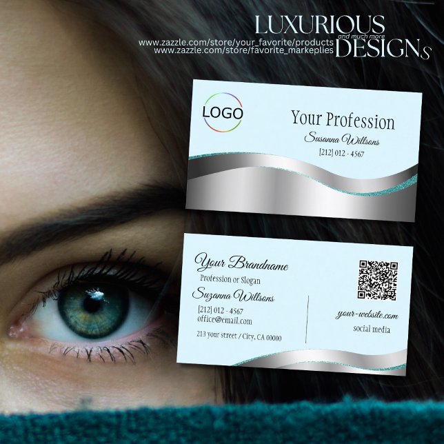 Intelligentes Aquamarines Wavy Silver Dekor mit Lo Visitenkarte (Von Creator hochgeladen)