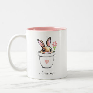 Intelligentes Kaninchen mit Blume und Herz Zweifarbige Tasse
