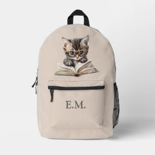 Intelligentes Kätzchen mit Brille Personalisiert Bedruckter Rucksack