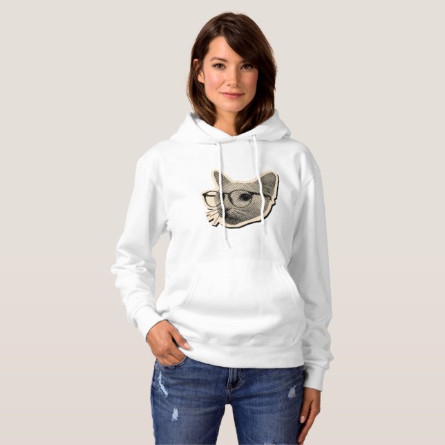 Intelligentes Katzendesign mit Brille  Hoodie (Vorne ganz)