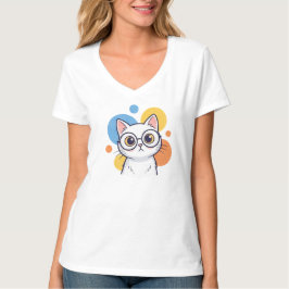 Intelligentes Nerd Weißkatze Brille Design T-Shirt