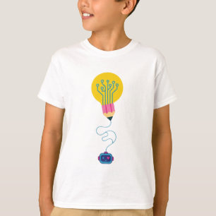 Intelligentes Robot- und Glühbirnen-Studenten-Graf T-Shirt