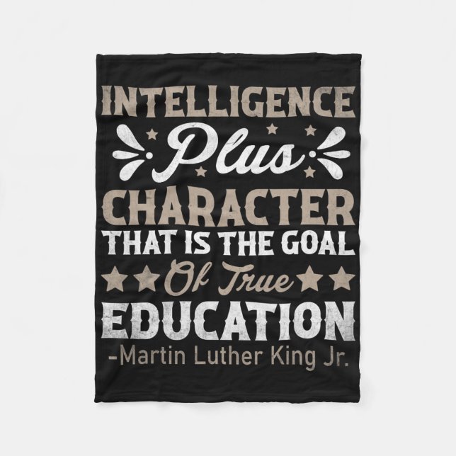 Intelligenz Plus Charakter Mlk Tag Schwarze Geschi Fleecedecke (Vorderseite)