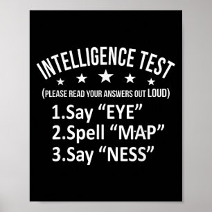 Intelligenztest Erwachsene Humor Funny Sarcasm Gra Poster