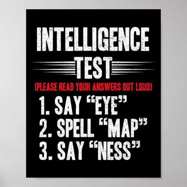 Intelligenztest für Männer sagt Eye M A P Ness Wit Poster (Vorne)
