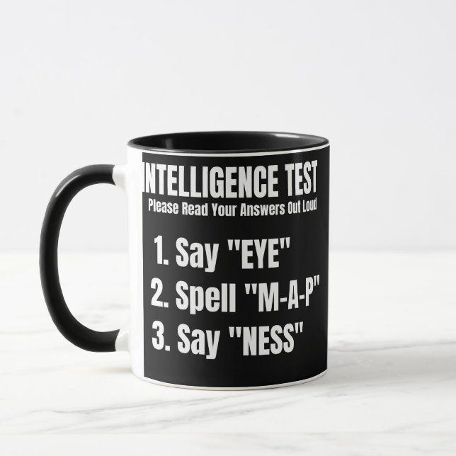 Intelligenztest Say Eye Map Ness Tasse (Links)