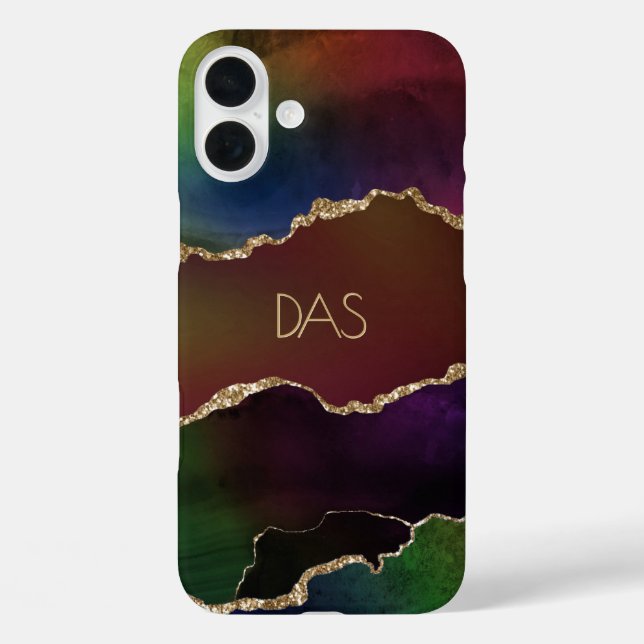 Intense Agate | Dark Moody Rainbow Monogram Case-Mate iPhone Hülle (Rückseite)