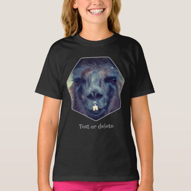 Intense Black Llama Face Close Up Personalized T-Shirt (Vorderseite)