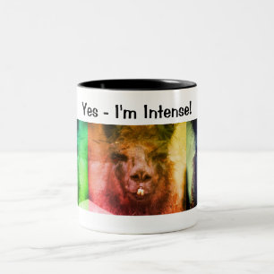 Intense Black Llama Funny Animal Zweifarbige Tasse