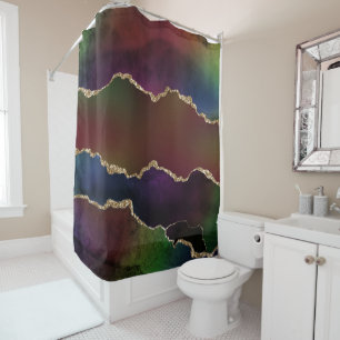 Intense Dark Agate   Moody Rainbow Jewel Tone Duschvorhang