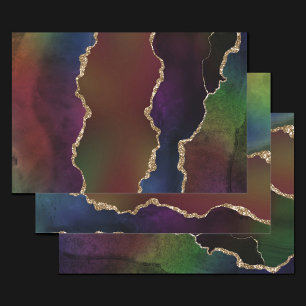 Intense Dark Agate   Moody Rainbow Jewel Tone Geschenkpapier Set