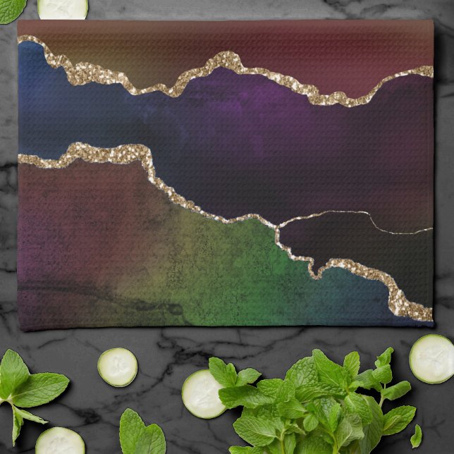 Intense Dark Agate | Moody Rainbow Jewel Tone Geschirrtuch (Von Creator hochgeladen)
