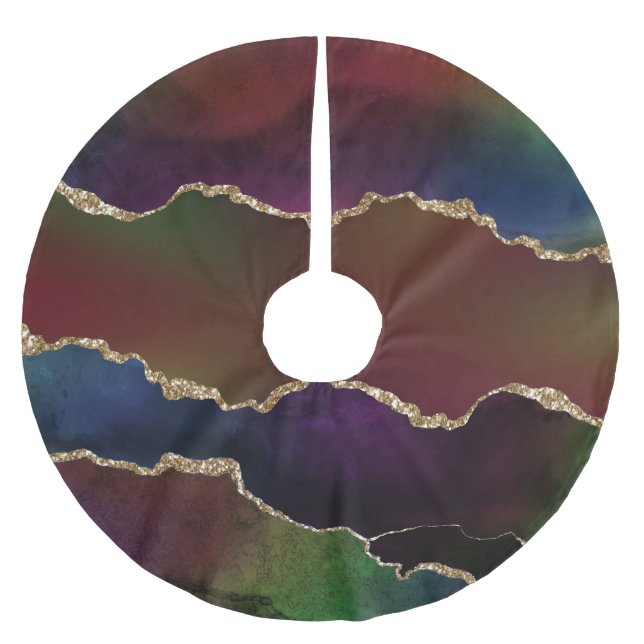 Intense Dark Agate | Moody Rainbow Jewel Tone Polyester Weihnachtsbaumdecke (Vorderseite)