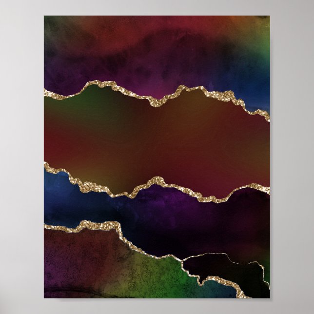 Intense Dark Agate | Moody Rainbow Jewel Tone Poster (Vorne)