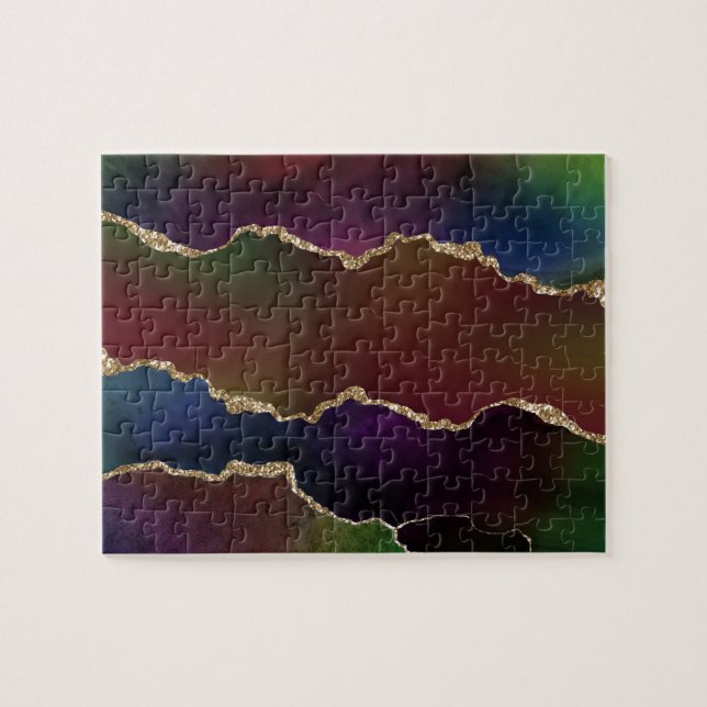 Intense Dark Agate | Moody Rainbow Jewel Tone Puzzle (Horizontal)