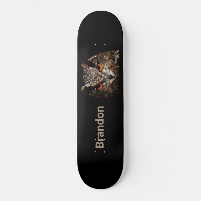 Intense Fierce Owl Black Skateboard (Vorderseite)