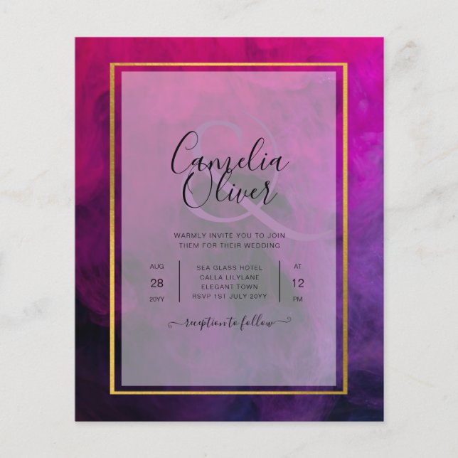Intense Magenta Plum Lila INK Wedding INVITE (Vorderseite)
