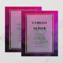 Intense Magenta Plum Lila INK Wedding INVITE
