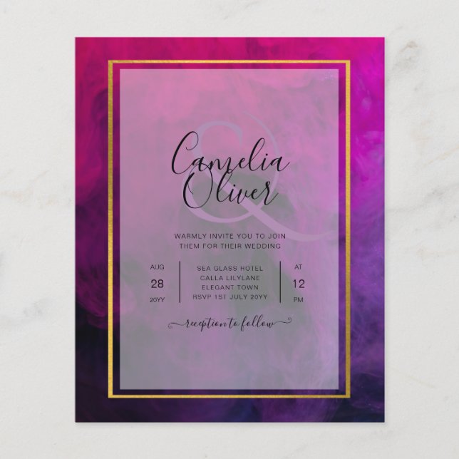 Intense Magenta Plum Lila INK Wedding INVITE Flyer (Vorne)