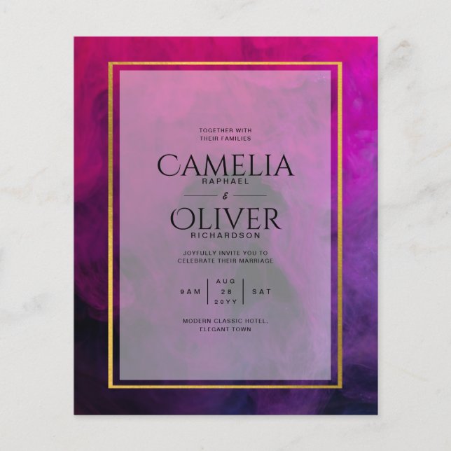 Intense Magenta Plum Lila INK Wedding INVITE Flyer (Vorne)