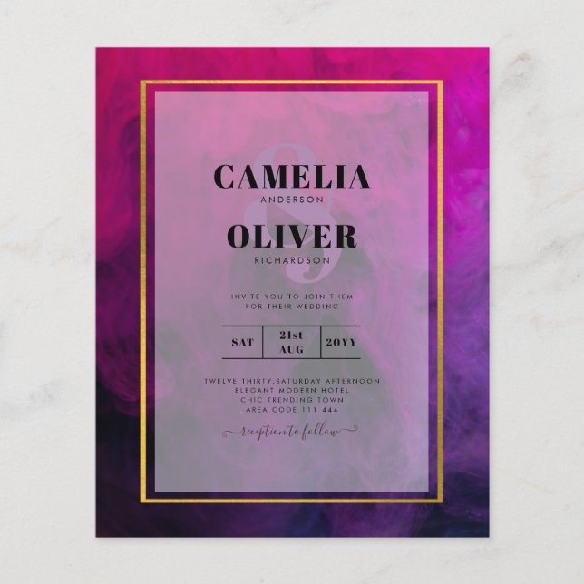 Intense Magenta Plum Lila INK Wedding INVITE Flyer (Vorne)