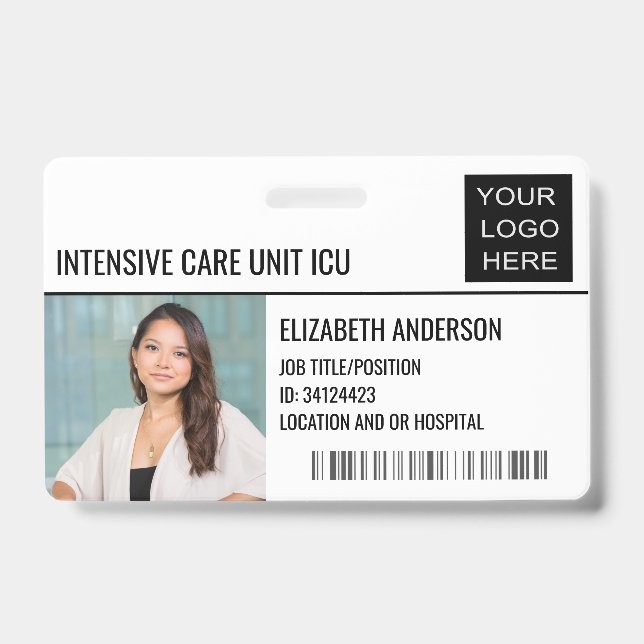 Intensiv-Betreuungseinheit ICU Foto-ID-Krankenhaus Ausweis (Vorderseite)
