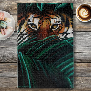 Intensiv grüne Dschungel-Tigeraugen-Wildnis-Blätte Puzzle