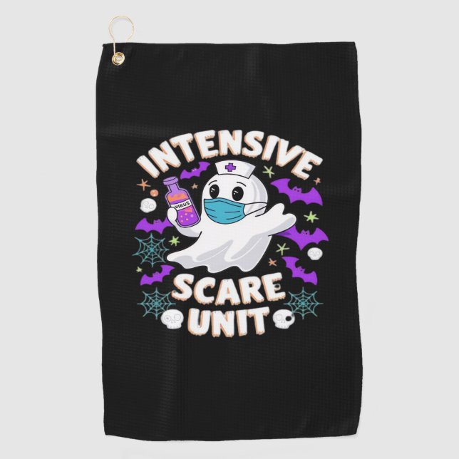 Intensiv-Kindergarten Nurse Halloween ICU Nurse Es Golfhandtuch (Vorderseite)