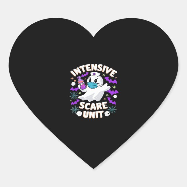 Intensiv-Kindergarten Nurse Halloween ICU Nurse Es Herz-Aufkleber (Vorderseite)