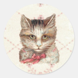 Intensiv Kitty hübsch rosa Rundkleber Viktorianisc Runder Aufkleber