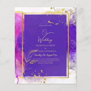 Intensiv Lila Rosa Gold Hochzeit Alkohol Tinte Flyer