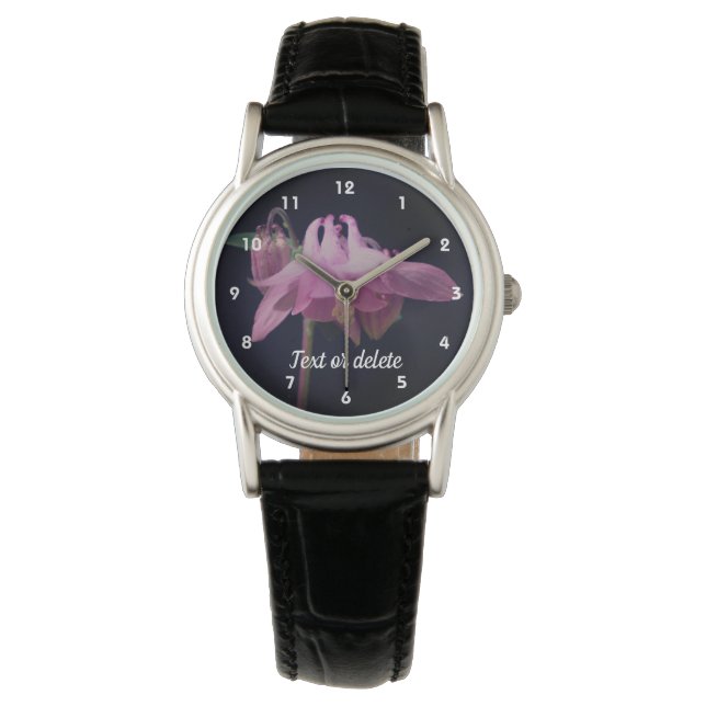 Intensiv rosa Kolumbin Blume Personalisiert Armbanduhr (Vorderseite)
