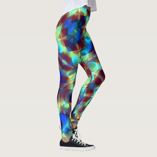Intensive blaue digitale Blume im Kontrast zu brau Leggings (Rechts)