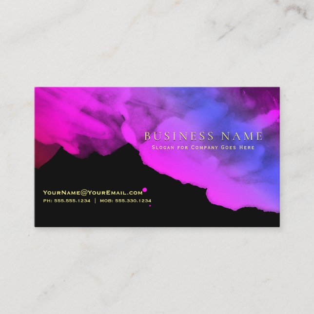 Intensive Deep Orchid Magenta Wasserfarben auf Sch Visitenkarte (Vorderseite)