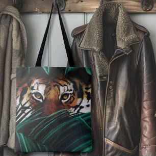 Intensive Grüne Dschungel Tiger Augen Wildnis Blät